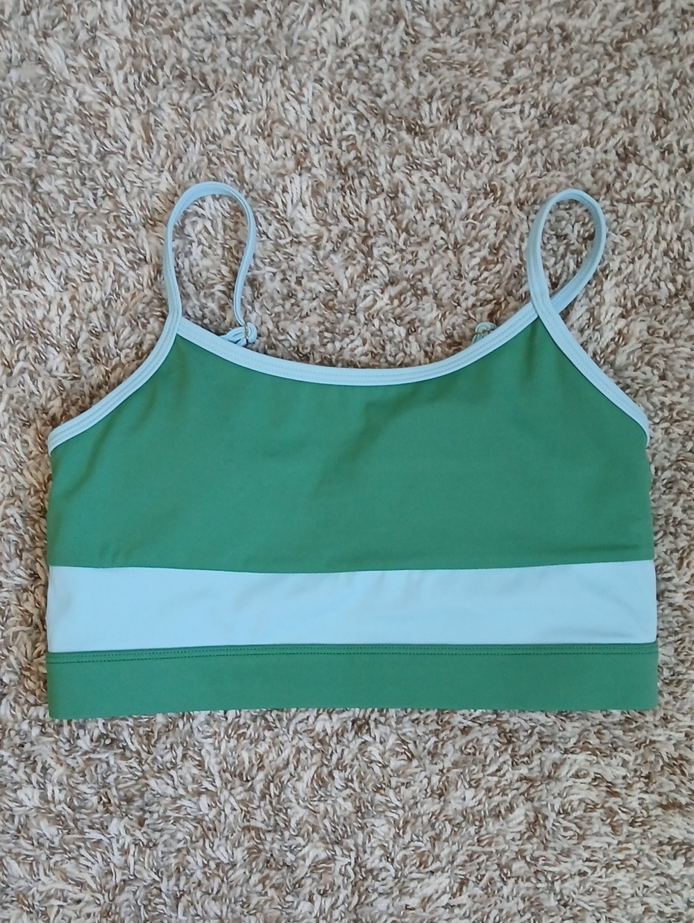 Wilo The Label Contrast Scoop Bra Green and Blue  Striped Padded Sz Medium EUC